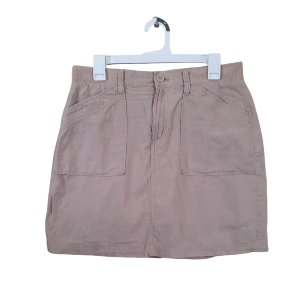 Croft & Barrow Linen Cotton Khaki Skirt Timeless Classic